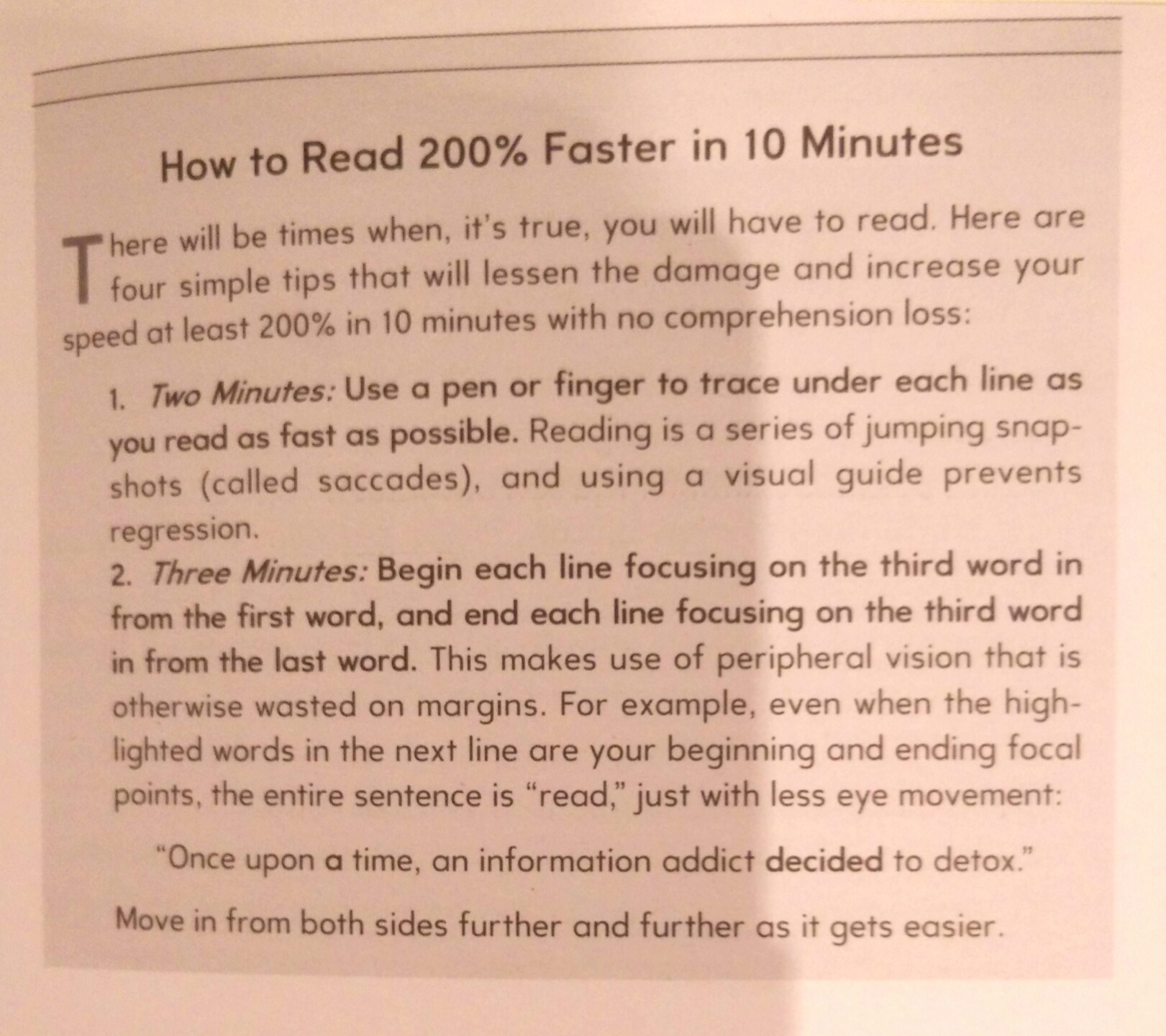 How to read faster first part